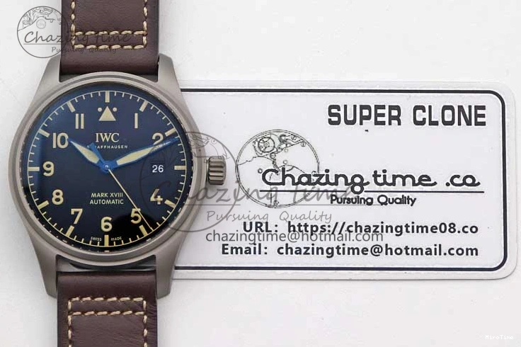 MIROTIME 0315 Mark XVIII IW327006 Titanium M+F 1:1 Best Edition Black Dial on Brown Leather Strap A Efficient 7052